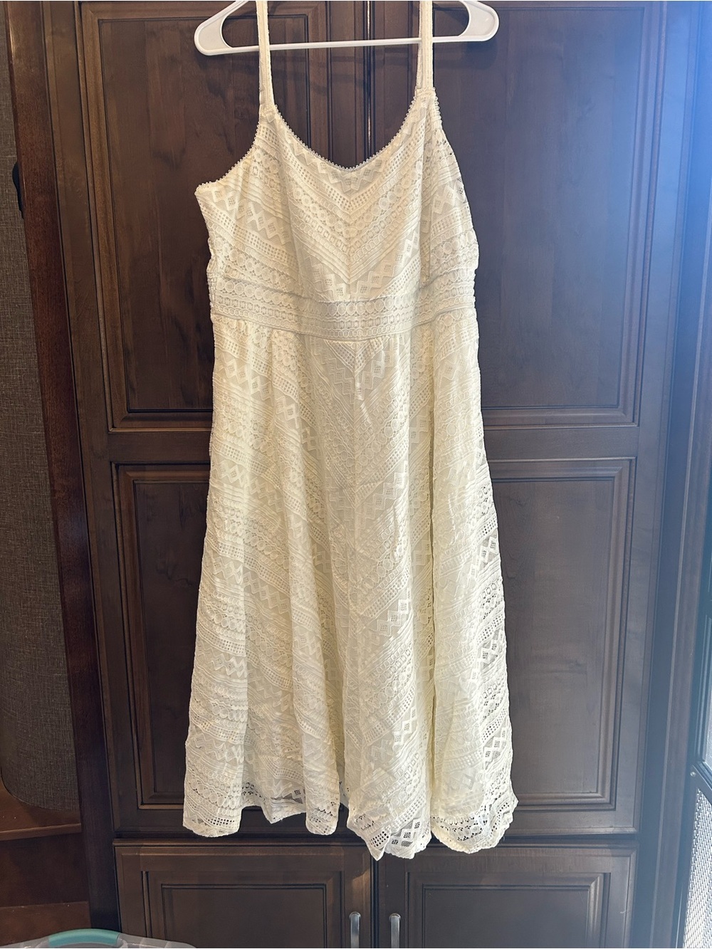 torrid Cream Lace A-Line Dress with Spaghetti Straps